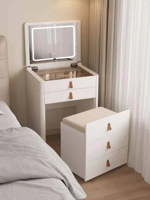 Coiffeuse intelligente — avec miroir LED et rangement caché